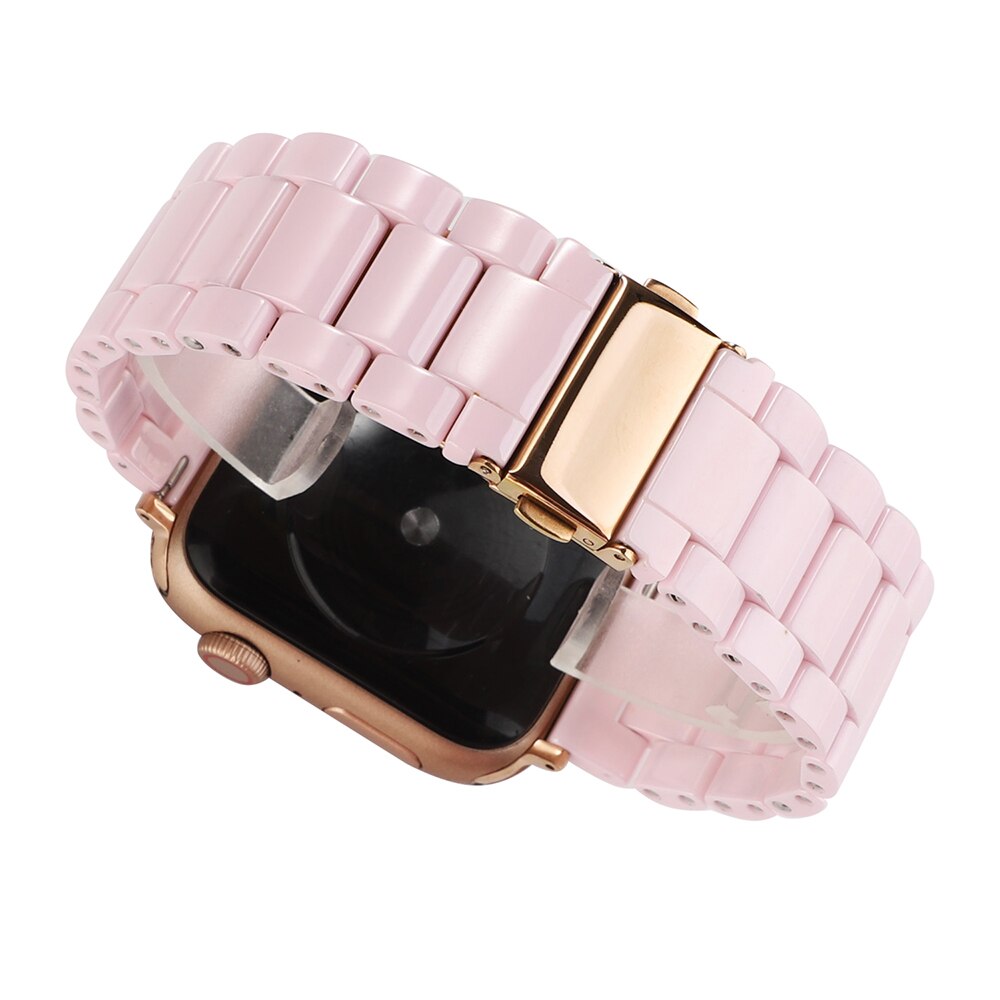 Pulsera de cerámica Lisa para Apple Watch SERIE DE gomillas 5 4 3 2 1 correa de muñeca para iWatch 40mm 38mm 42mm 44mm negro/Blanco/cinturón rosado