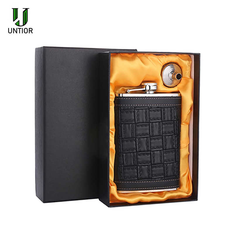 Untior 9oz leren heupfles voor alcohol whisky roestvrijstalen whisky heupfles draagbare alcohol fles drinkgerei