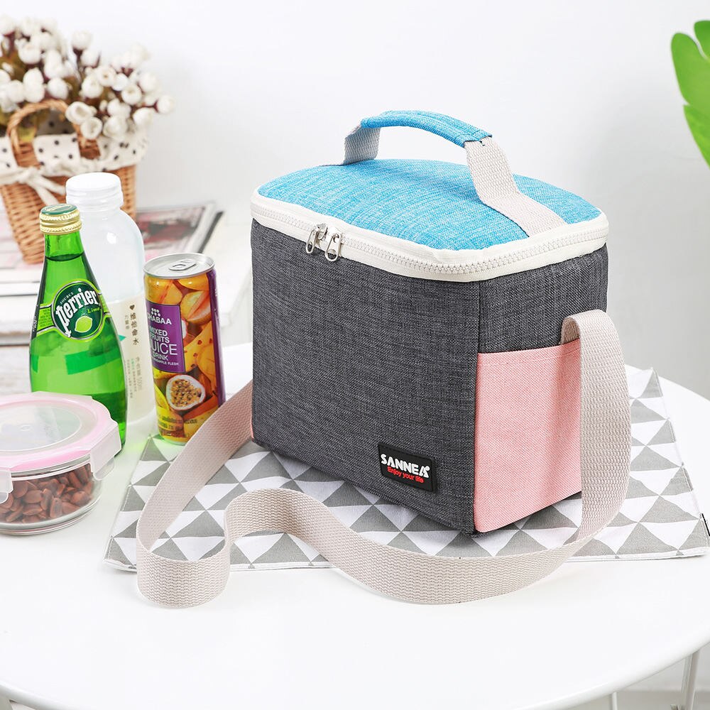 SANNE Lunch Bag Children&#39;s PicnicThermal Carry Food Picnic Cooler Lunch Box Frosted Fabric Portable Multifunction: Color 1