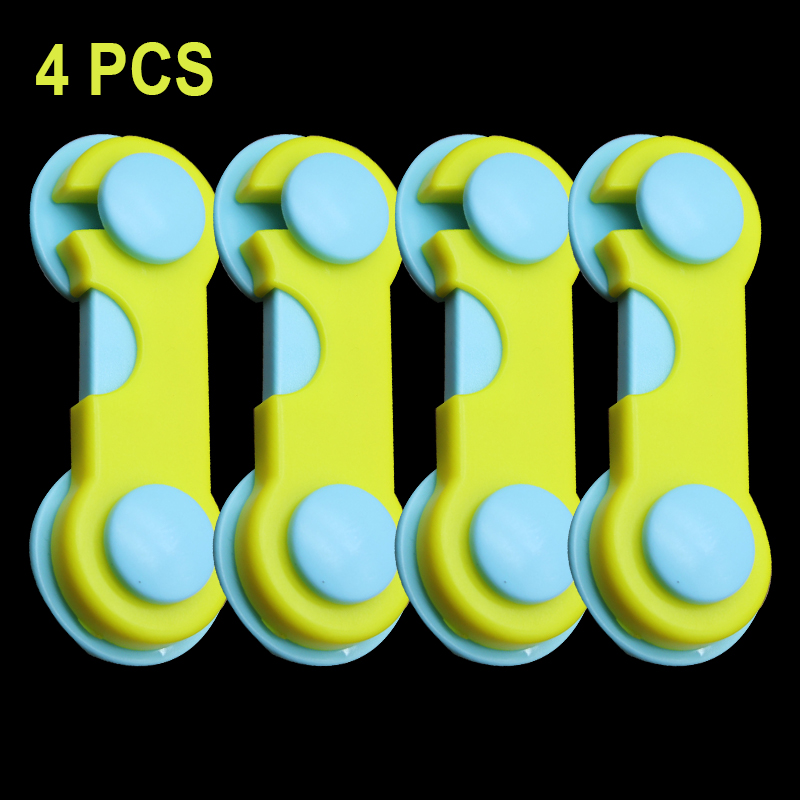 4 Stks/partij Multifunctionele Kind Baby Veiligheid Lock Kast Kastdeur Lade Veiligheid Sloten Kinderen Veiligheid Protector: yellowBlue