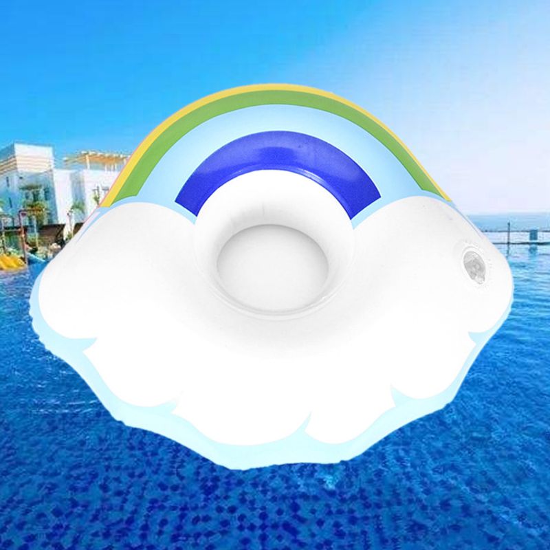 Inflatable Water Floating Drink Cup Holder Rainbow Cloud Phone Seat Beach Swimming Floating Coaster Q6PD