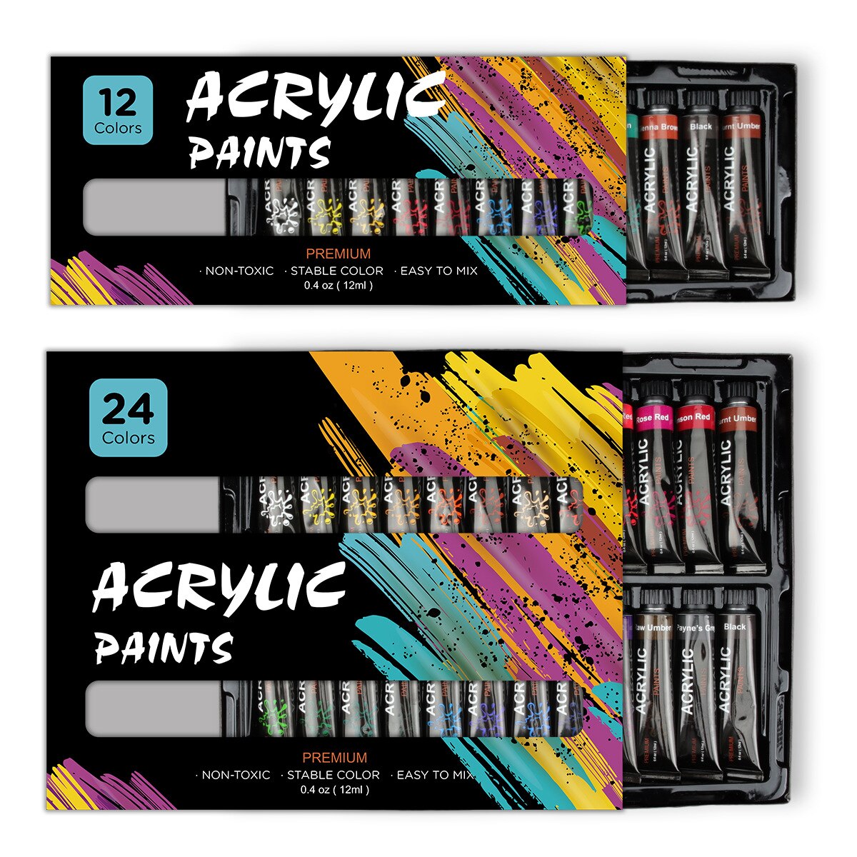 Acryl Verf Set 24 Kleuren 12Ml Voor Stoffen Schilderen Kleding Pigmenten Art Levert Professionele Kunstenaar Schilderij