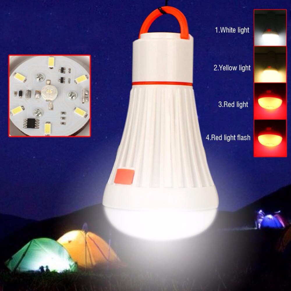 Bærbar led pære lanterne 4 moduser 6 led camping telt lys fakkel lommelykt hengende led lampe drevet av aaa 18650 batteri