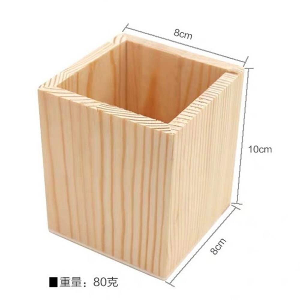 1PC Office Organizer Desktop Wooden Pen Storage Box Pencil Pot Pen Holder Makeup Brush Container Home Office Stationery Supplies