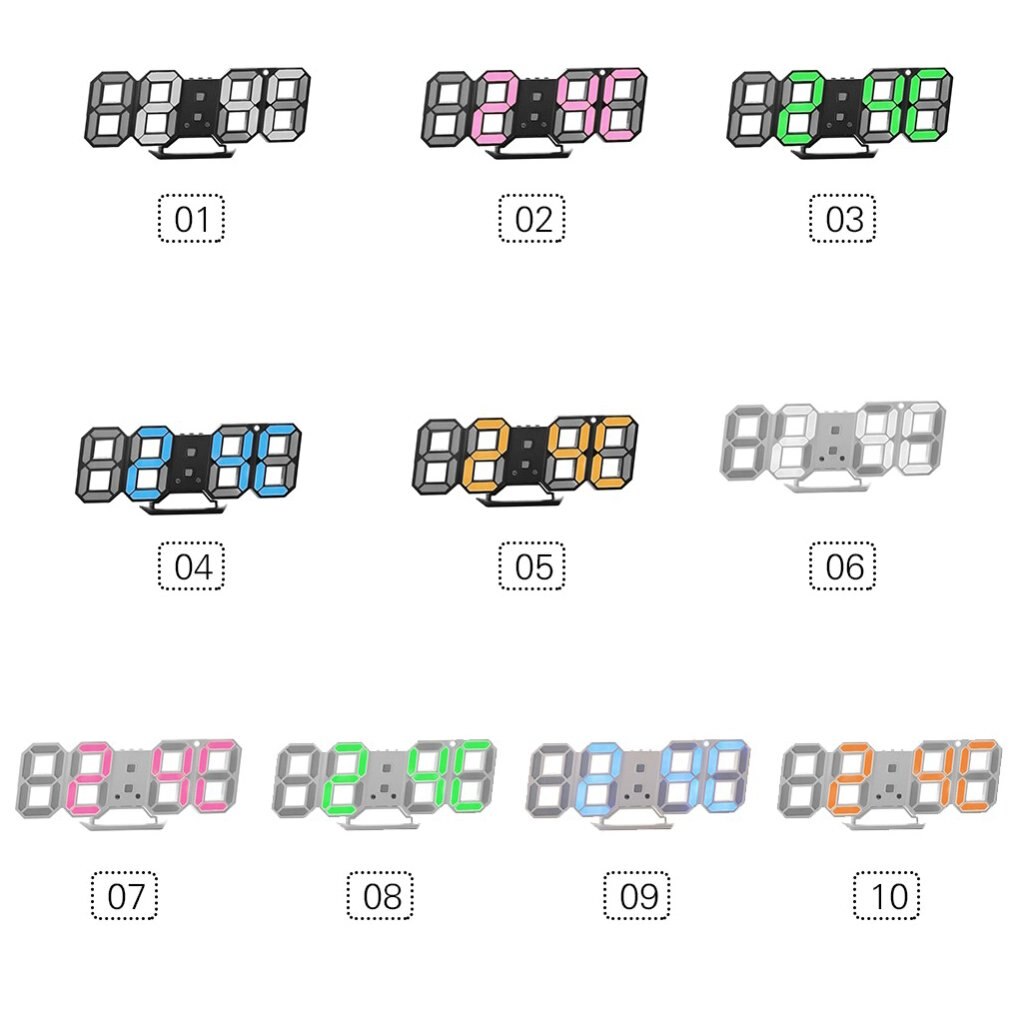 3D LED Digital Wall Clock 24/12 Hour Display Timer Alarm Colorful LED Living Room Bedroom Wall Clock Electronic Snooze Calendar