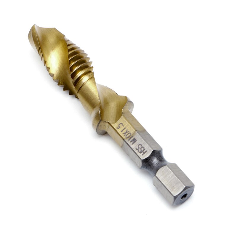 M3-M10 Hex Shank Titanium Plated HSS Hand Screw Thread Metric Tap Drill Bits: M10