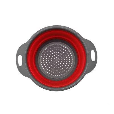 Silicone Collapsible Colander Quart Over The Sink Strainer Basket Kitchen Food Grade Flour Sifter Vegetable Strainers Dishwasher: Type B Red S