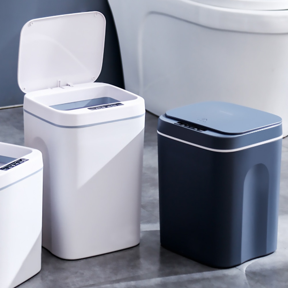 Household USB Charging Smart Trash Can Automatic Induction Dustbin with Lid