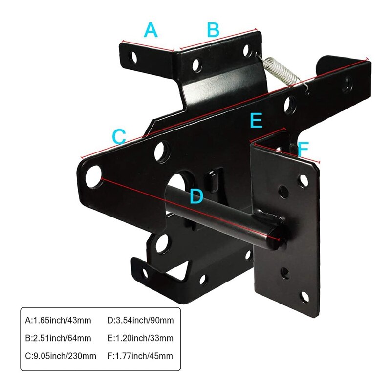 Self-Locking Gate Latch Heavy Duty Post Mount Automatic Gravity Lever Wood/PVC Fence Gate Lock with Fasteners Hardware