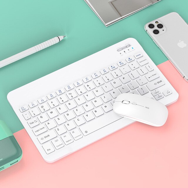 Funda para teclado magnético para iPad , cubierta con Bluetooth, teclado, ratón, tableta, para iPad Air 1, 2, 3, 4 Pro, 11, 12,9, 10,5, 10,2, 9,7": white mouse