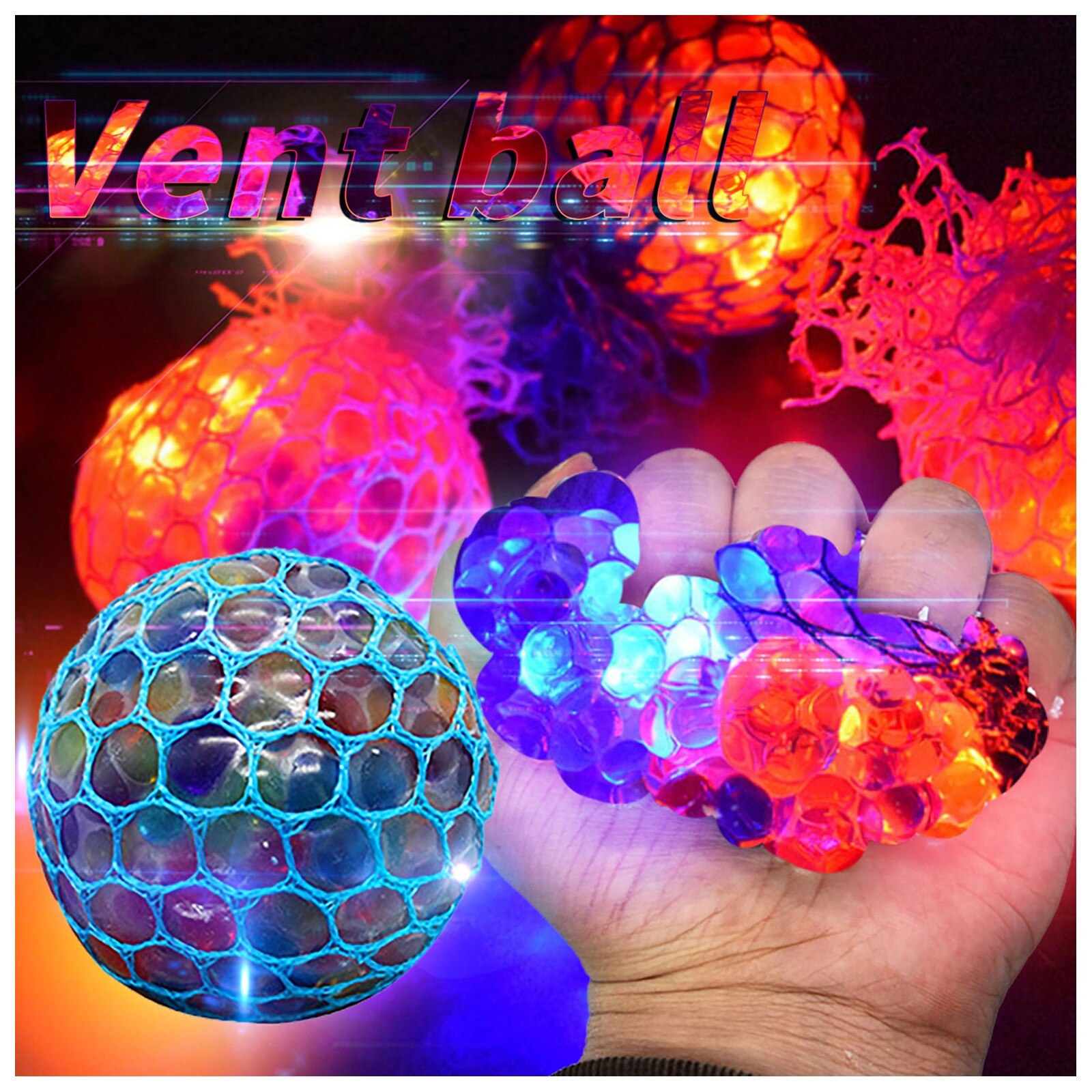 Squishy Antistress For Hand Fidget Toys Mesh Ball Led Glowing Grape Toys Anxiety Relief Stress Ball 10ml For The Year