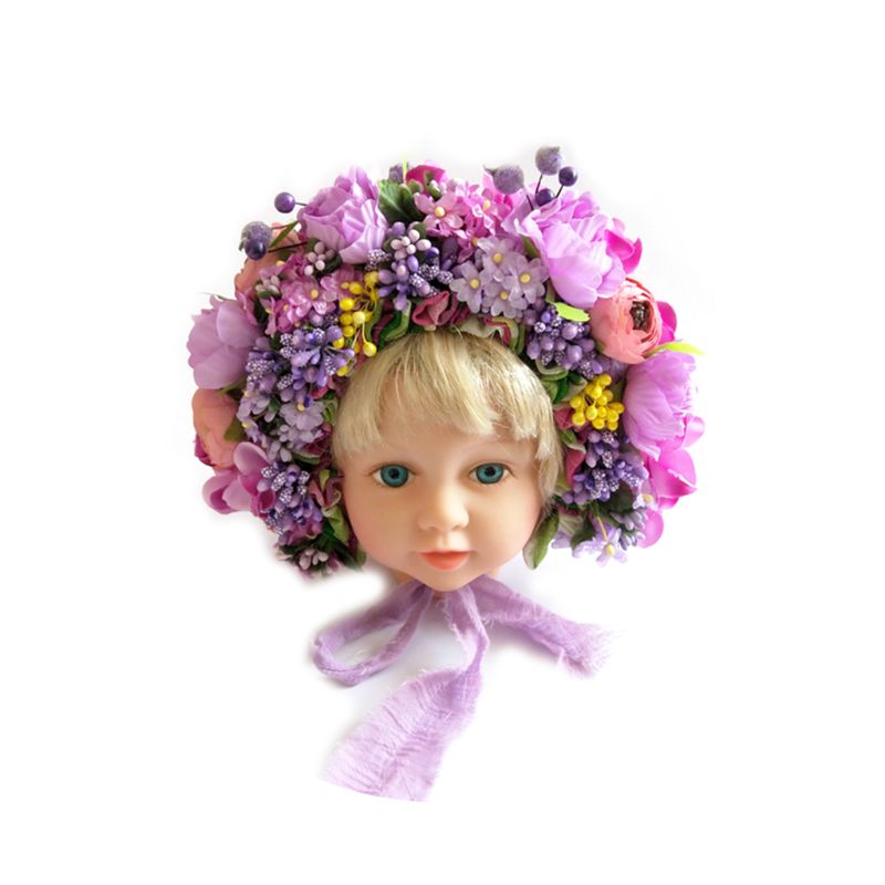 Flowers Florals Hat Newborn Baby Photography Props Handmade Colorful Bonnet Hat: 5