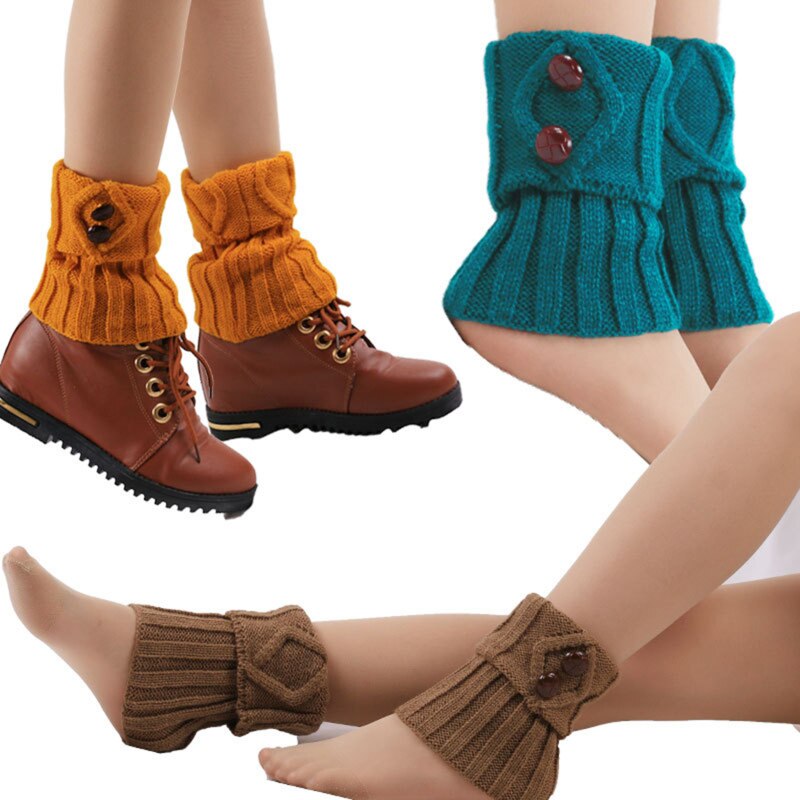 Laarzen accessoires dames winter korte beenwarmers knoop haak gebreide laarzen sokken toppers manchetten