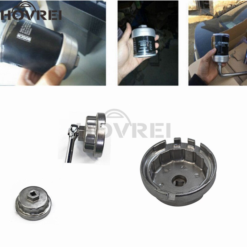 14 fluit 64.5mm Aluminium cup Oliefiltersleutel Cap Socket Remover Tool voor Toyota Lexus Corolla Highlander RAV4 Camry