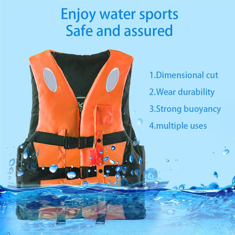 Adult Swimming Vest 360 Degree Reflective Float Life Jacket with Whistle Adjustable Buckle Water Sports Vest for Fishing Rafting
