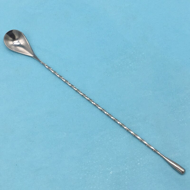 Cuchara de mezcla para cócteles de acero inoxidable, barra de patrón en espiral cuchara tipo lágrima agitar cuchara Bar herramienta barman herramientas