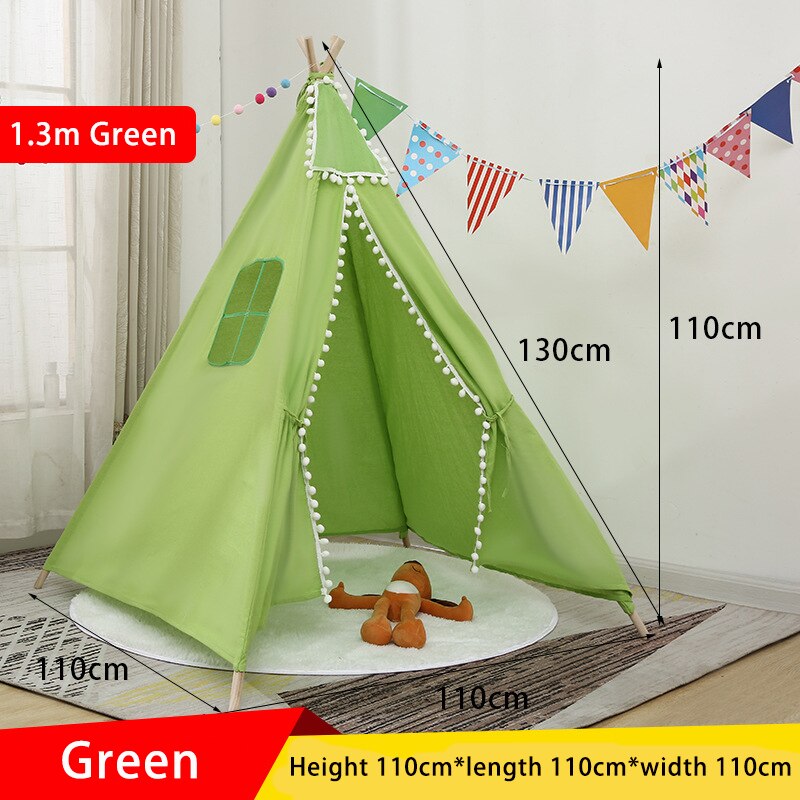 1,3 m/1,6 m Tipi Zelt Für Kinder Tragbare kinder Zelte Tipi Infantil Wigwam Haus Kinder Indoor Outdoor spielen Haus: WG-002-130-Green