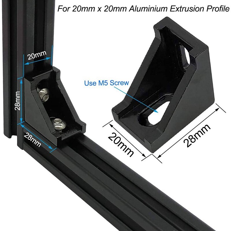 Aluminium Profiel Connector Set, Hoek Beugel, T-Moer En Hex Schroef Voor Slot 6Mm 20S Aluminium Rail Montage