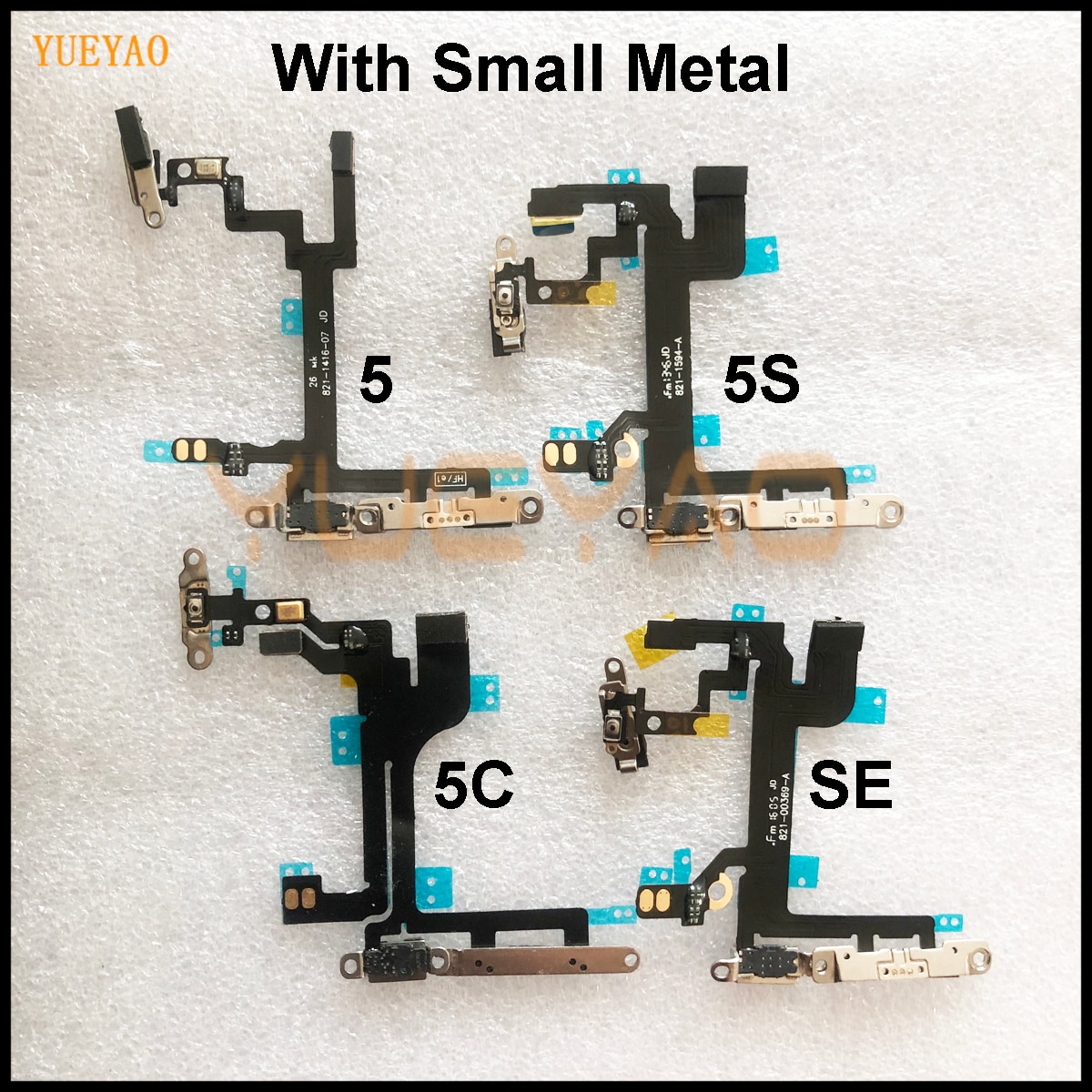 Cable flexible de encendido y apagado para iPhone 5 5s 5C SE, botón interruptor de volumen, pequeño soporte de Metal, 4 4s