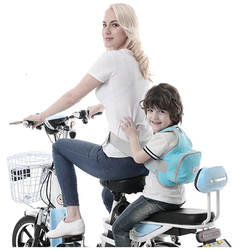 Børnesikkerhed vestbælte justerbar børnesikkerhedsbælte tegneserie elektrisk cykel sikkerhedssele rygbeskyttelse til børn rejseridning