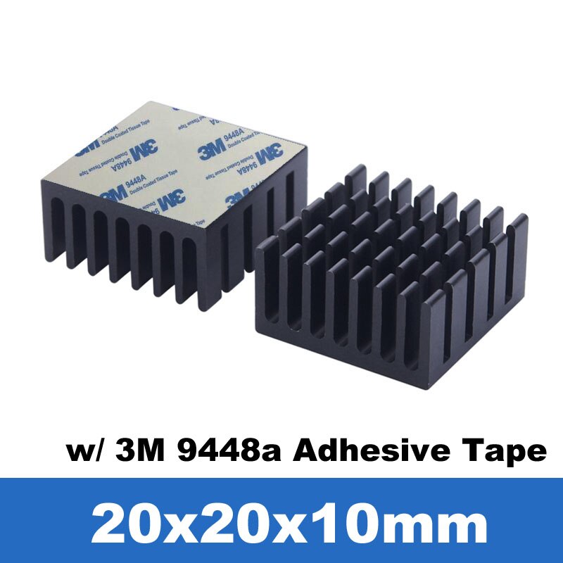 Grzejnik aluminiowy płetwa chłodnica samochodowa w/termiczna taśma klejąca, termicznie klej przewodzący chłodnica samochodowa chłodzenie chłodnicy na PC Baran, 10 sztuk: 20x20x10mm