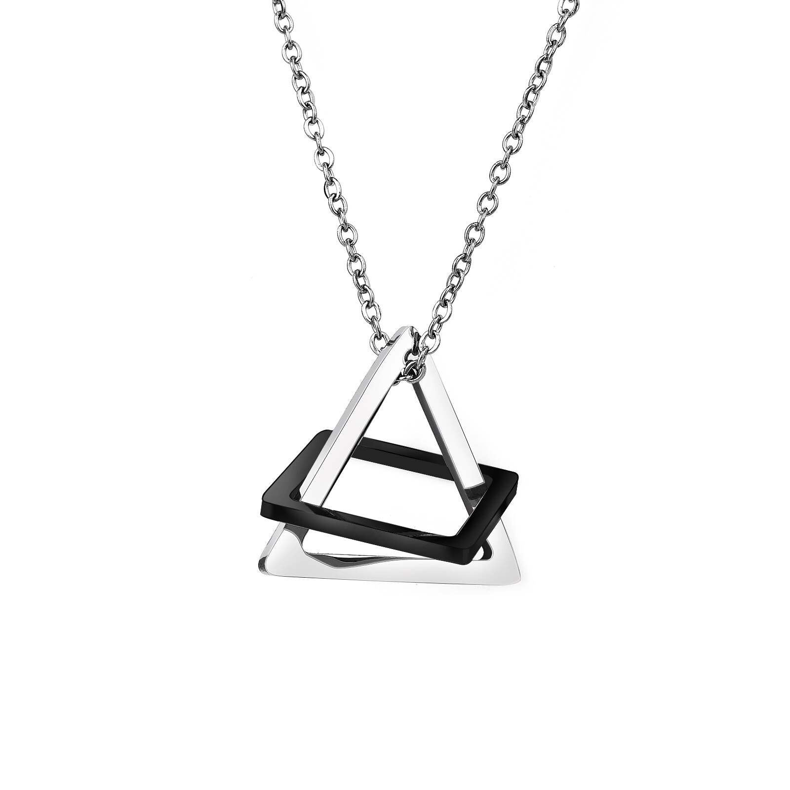 Geometric Men Pendant Necklace Classic 316L Stainless Steel Chain Necklace For Man Male Punk Jewelry Party: Silver 4