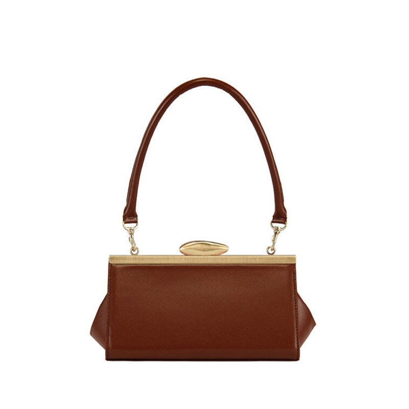 Kleine dimensionale handtas voor vrouwen brede schouderriem clip enkele schouder feestpakket  c917: Bruin