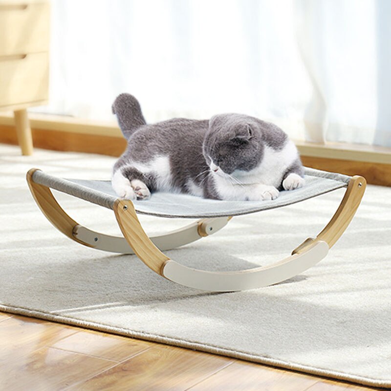 2 In 1 Kat Bed Voor Katten Hout Shakeable Kat Lounger Hangmat Seat Stoel Meubels Cat 'S Huis Afneembare Anti Slip thuis Stabiele