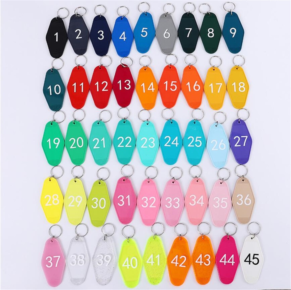 30pcs/lot Blank Acrylic Motel Keychain Key tag luggage hanging hotel number ABS hanging card