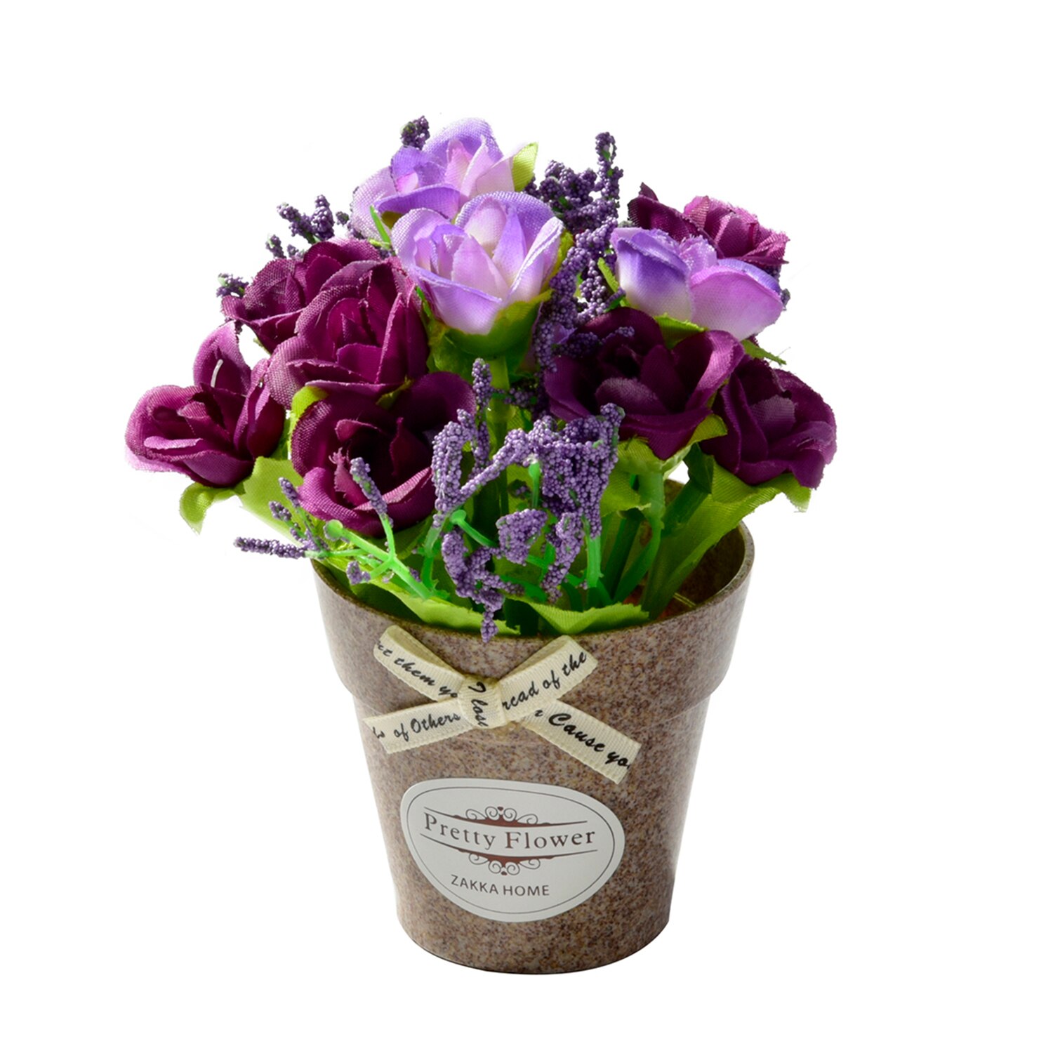 Seide Strauß Blume einstellen Künstliche Topf Blumen Simulation Rose Topfpflanzen Blume Ornamente Tisch Heimat Hochzeit Dekoration: Violett