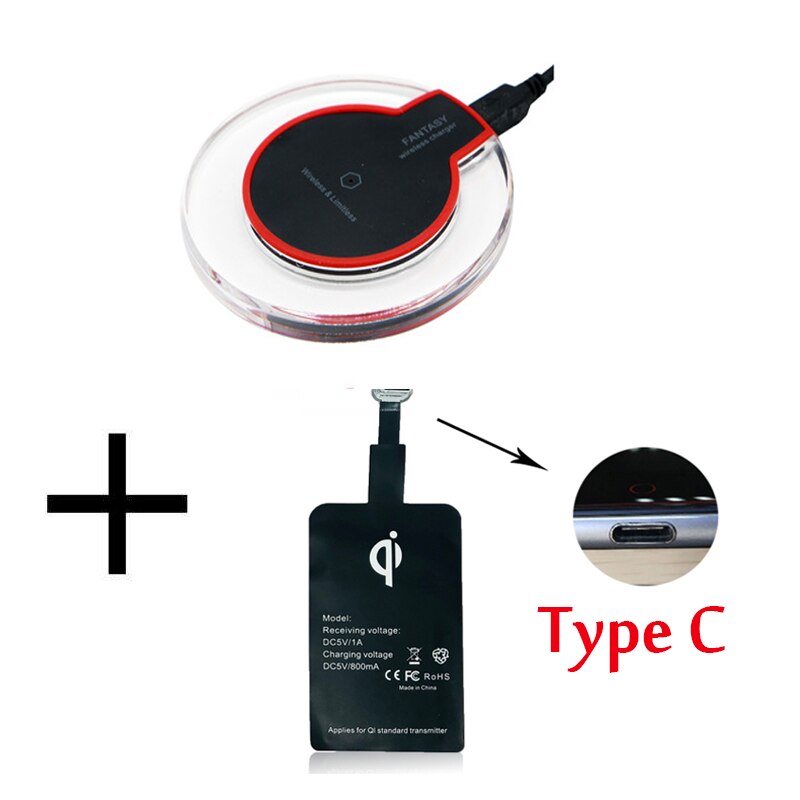 Universal Qi Wireless Charging Kit Transmitter Charger Adapter Receptor Receiver Pad Coil for iPhone 5 6 7 for Android Phone: Type C