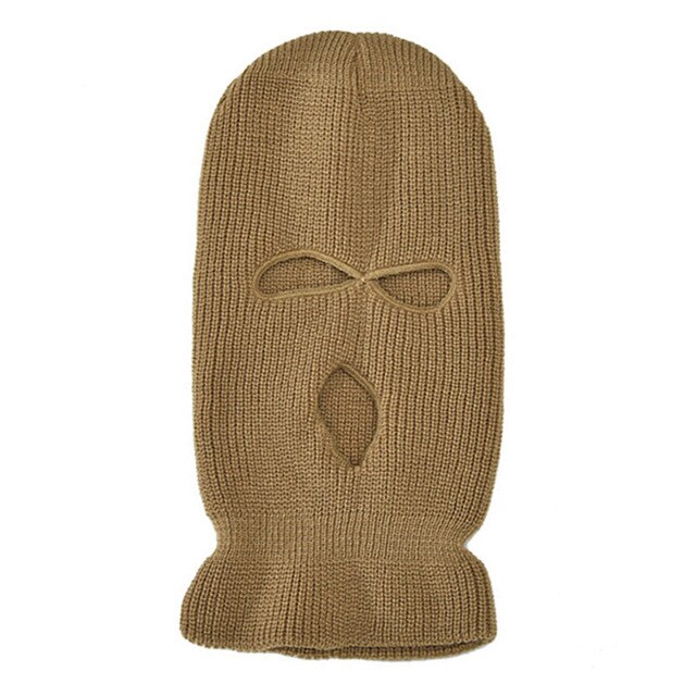 Unisex balaclava mask mössa 3 håls ansiktsmask svart stickad skid snowboard mössa keps vinter mössor dam: Kaki