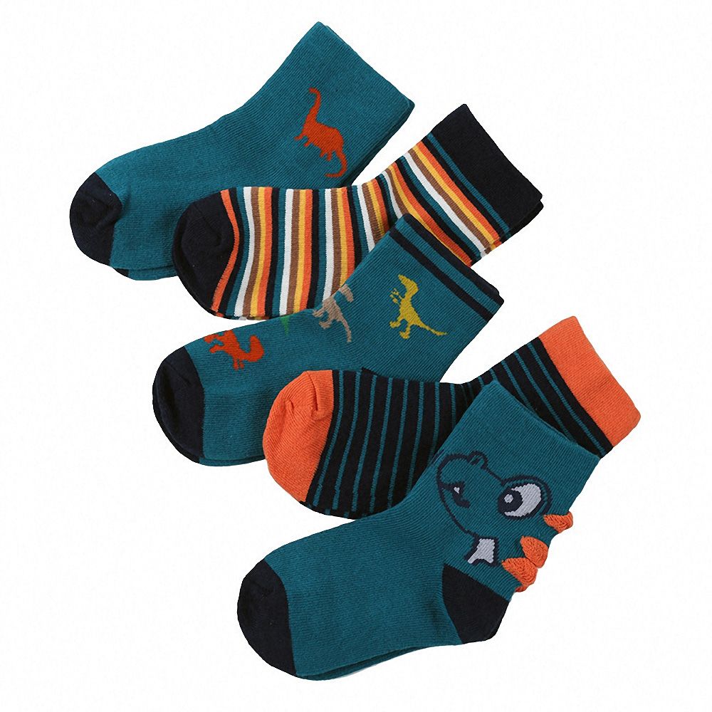 Chaussettes antidérapantes en coton pour enfants, 5, paires/lot jolies chaussettes de bébé avec dessin animé de dinosaure, chaussettes chaudes d'automne et d'hiver pour enfants, chaussettes de sol antidérapantes