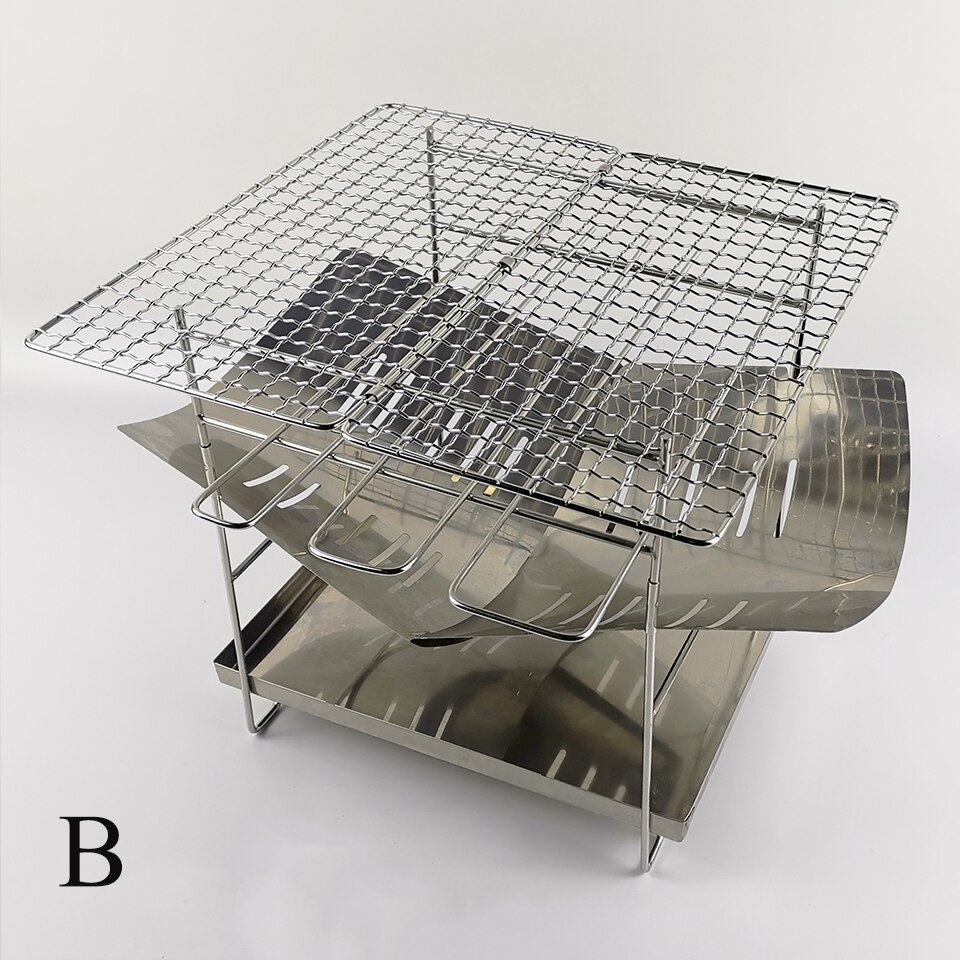 Wood Stove Camping Portable Wood Stove Folding Stainless Steel Stove for Outdoor Cooking BBQ Backpacking Picnic: Default Title