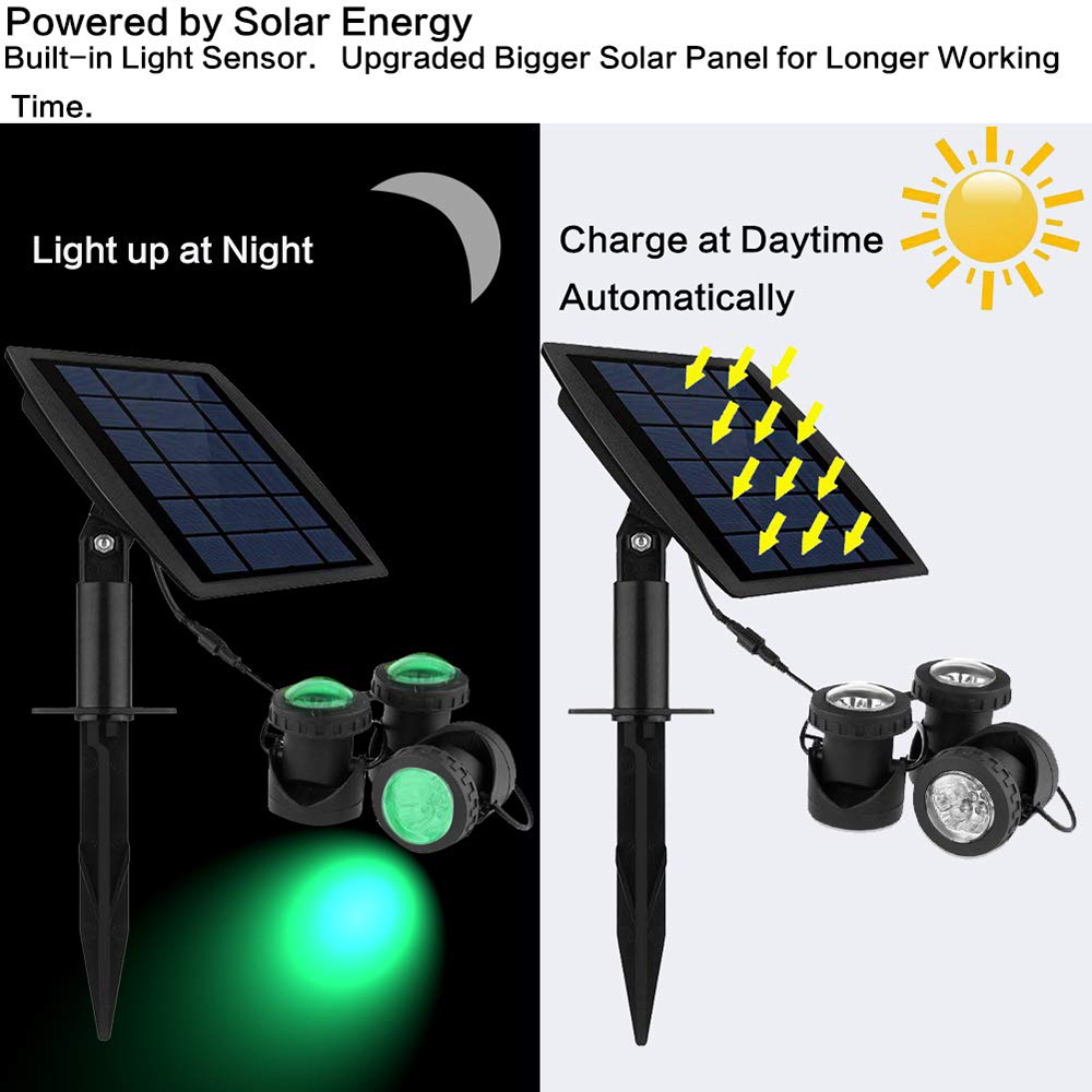 IP68 Waterproof Solar Powered underwater Pond Lights RGB Submersible Pool Spotlight Security Night Light for Garden Tank Decor