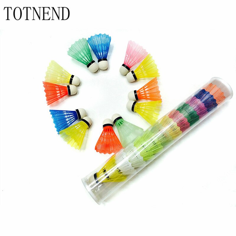 12 pçs/lote profissional espuma bola cabeça de plástico badminton peteca colorido speedļbadminton acessórios esporte formação