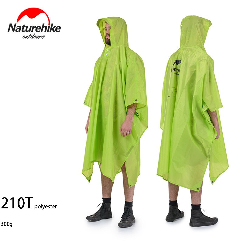 Naturehike 3 In 1 Multifunction Waterproof 210T 20D Windbreaker Poncho Raincoat Can Used As A Canopy And Camping Mat Fshing NH: 210T green