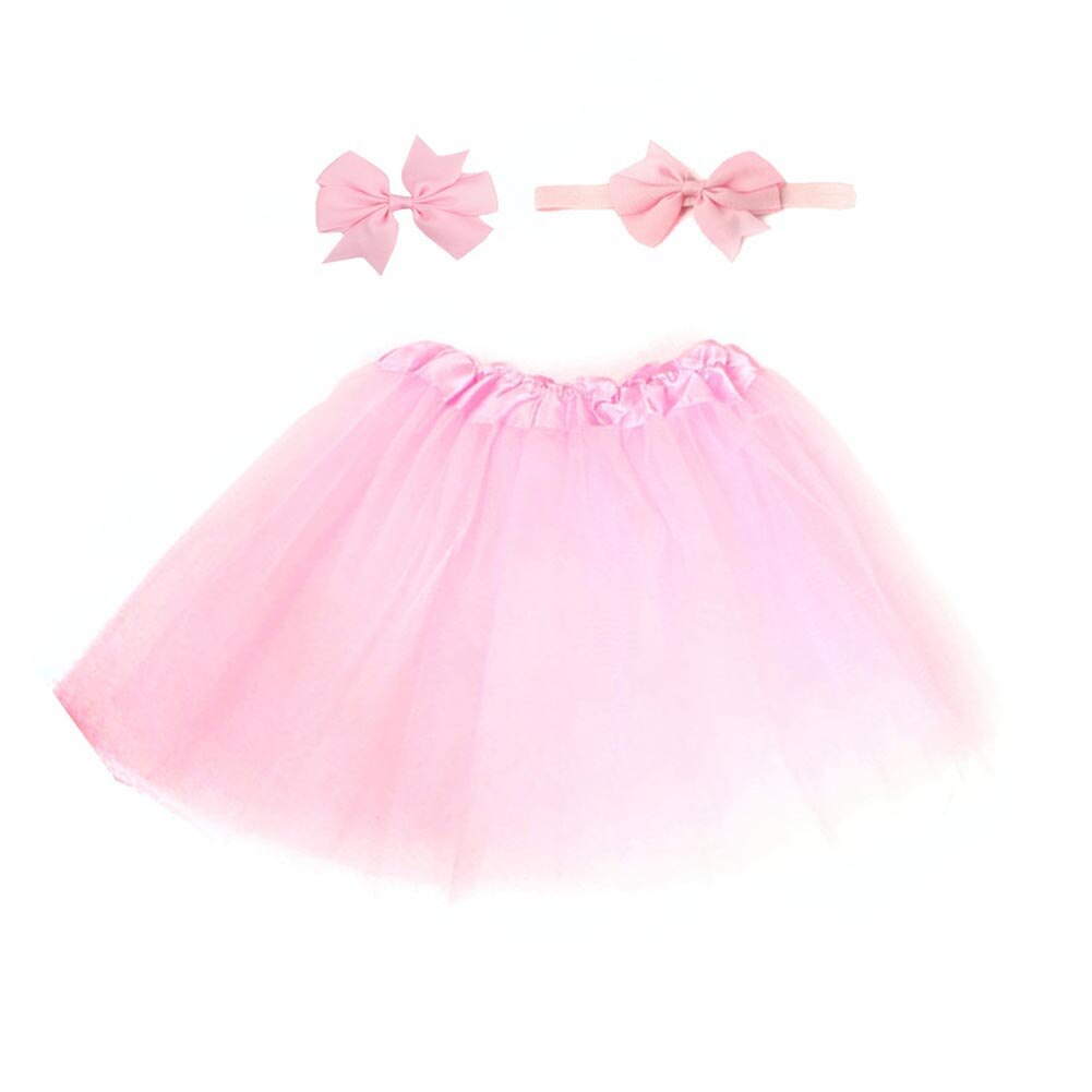 3 Stks/set Snoep Kleur Zachte Baby Meisje Tule Rok Hoofdband Haarspeld Photo Prop Prinses Kerst Dag Leuke Comfortabele Rokken: Roze