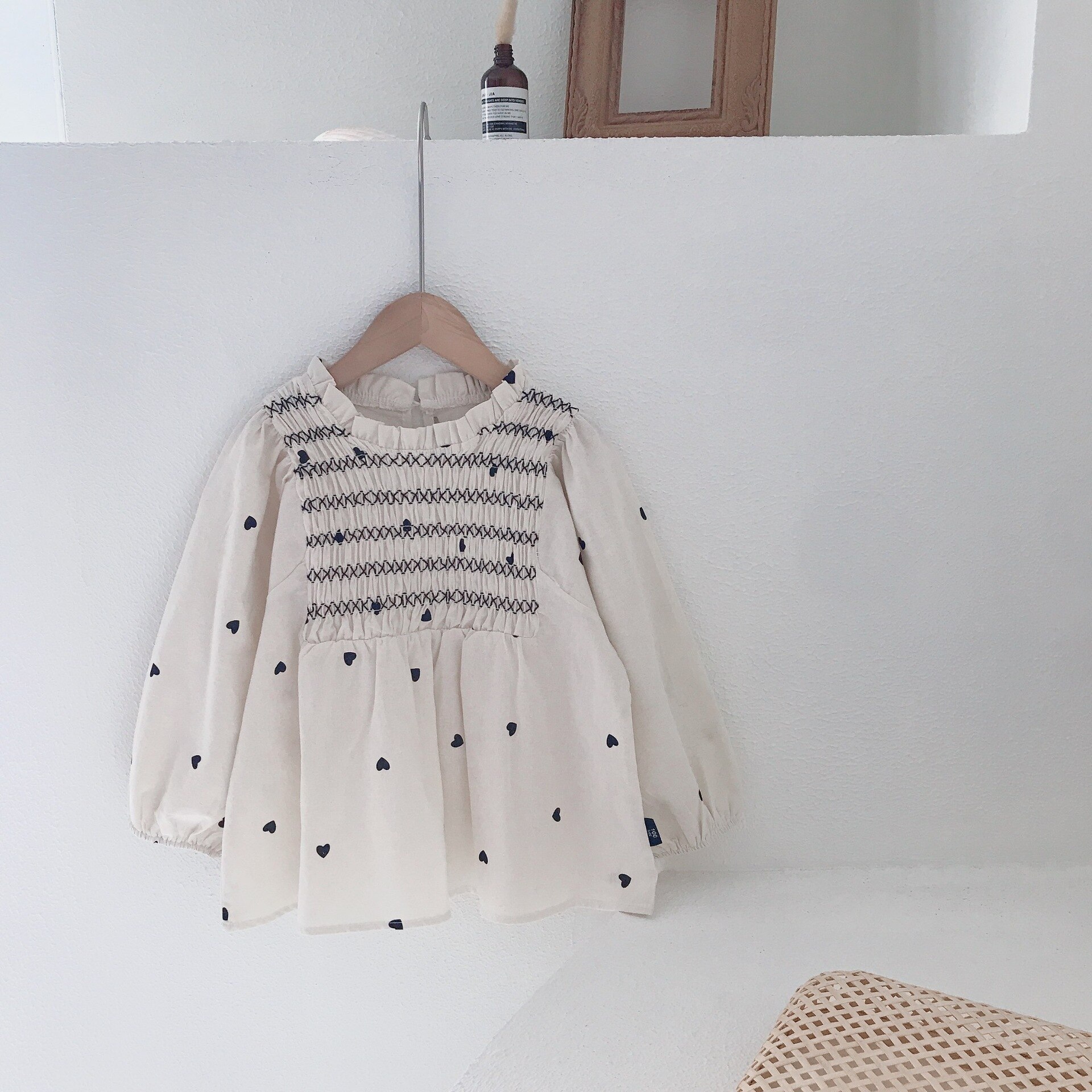 Camicette di cotone a maniche lunghe per ragazze a maniche lunghe autunno 2021 nuove camicette di Design coreano per bambini