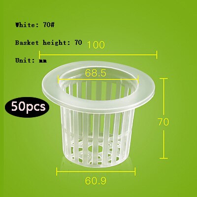 50Pcs Planten Mand Plastic Hydrocultuur Groente Planten Mand Grondloze Teelt Planten Blauw Cup Wortel Fixer: 70white