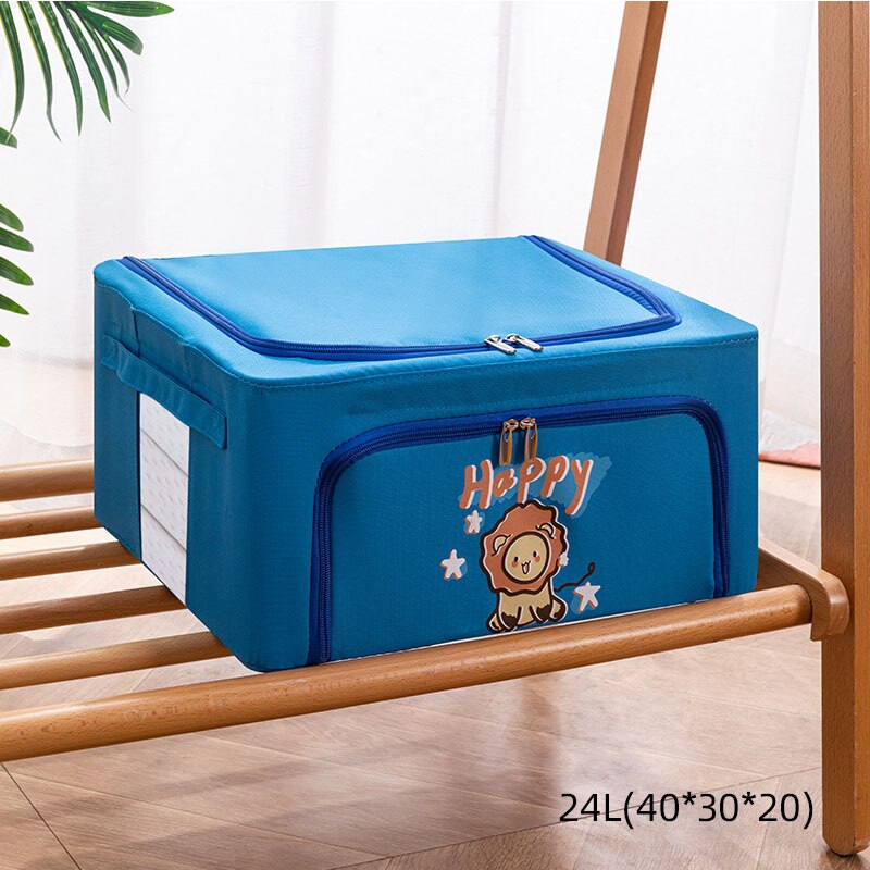 Cartoon foldable storage box household clothes quilt storage box large Oxford Bubner box storage box: blue24L-40-30-20