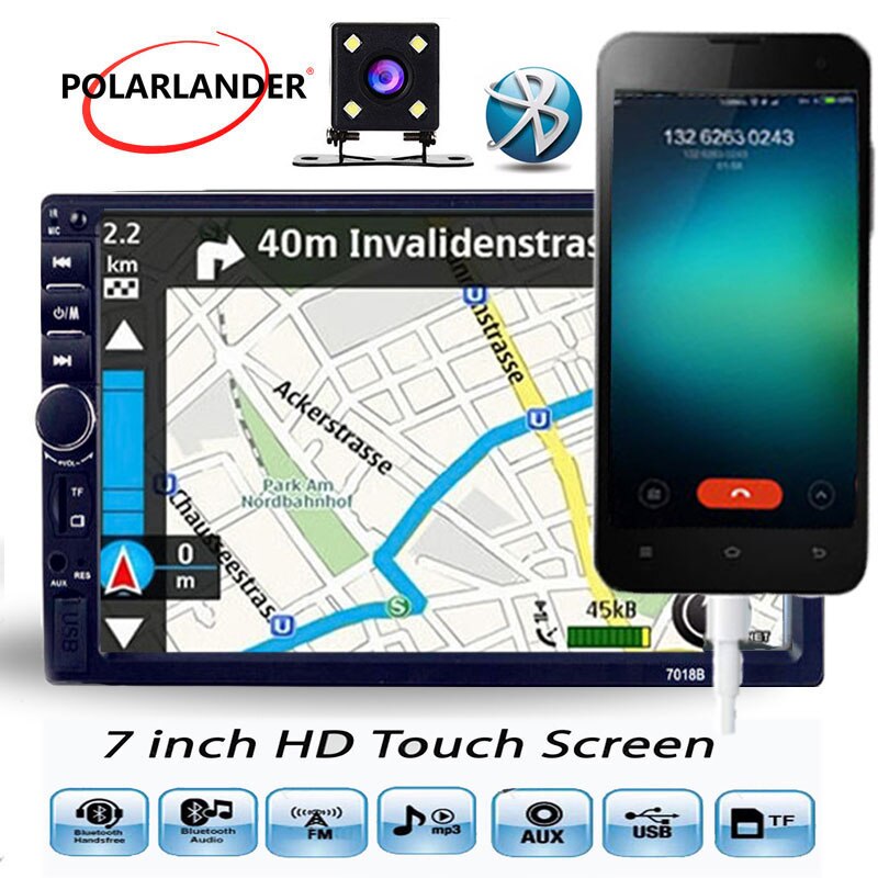 7 Inch 2Din Bluetooth Ondersteuning Achteruitrijcamera Hd Video Player Autoradio MP4 MP5 Fm/Usb/Tf/auxine Touch Screen 5 Talen