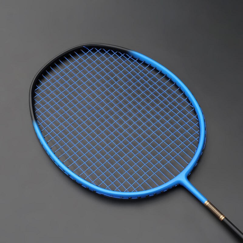 Professionele Ultralight Carbon Fiber 5U 75G Strung Badminton Racket Max Spanning 30LBS Racquct Met Snaren Tassen Rackets Sport: Blauw