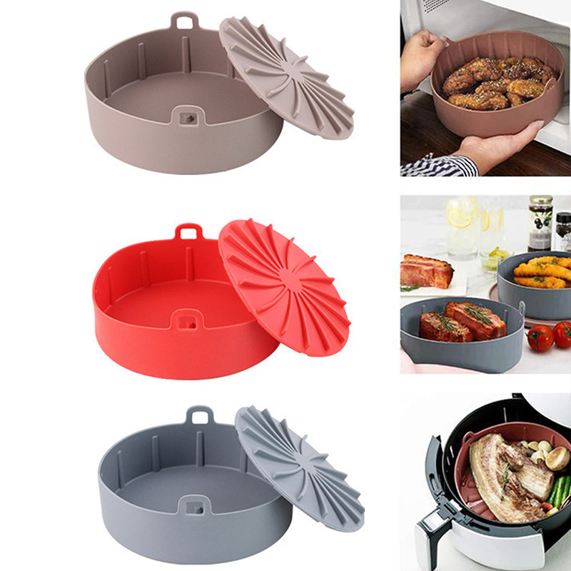 Airfryer Siliconen Pot Lucht Friteuses Oven Bakplaat Gebakken Pizza Kip Mand Mat Vierkante Ronde Replacemen Grill Pan Accessoires