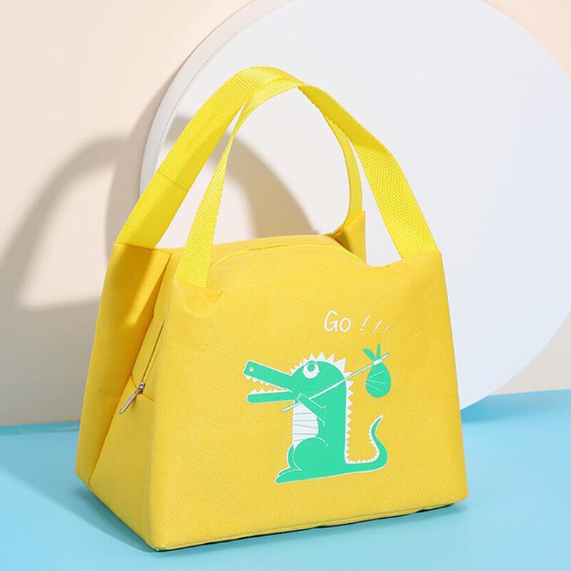 Modieuze draagbare lunchtas schattige verdikte student draagbare isolatie lunchtas thuis keuken voedsel isolatie tas: Geel