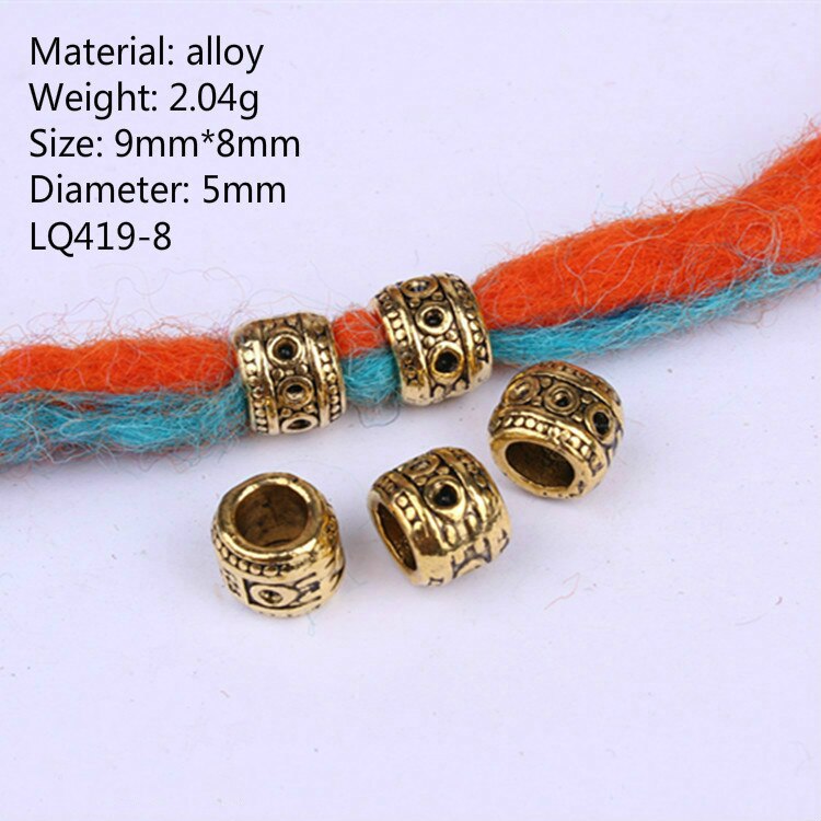 5 stk retro sølvfarvet guld farve hår flet ring tilbehør klips til kvinder piger dreadlocks perler cirkel styling værktøj hul 5-7mm: Nr. .7