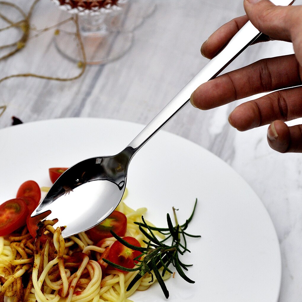 1PC Multi-Function Spoon Fork All In One Long Handle Stainless Steel Fruit Salad Spoon Tableware Home Eatting Tool Tableware