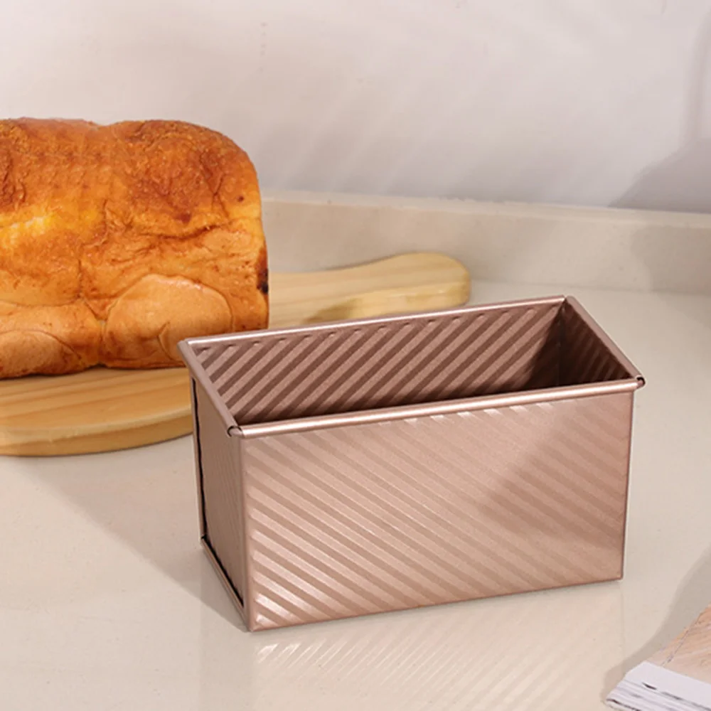 Molde para pan Pullman antiadherente con tapa, caja para pan tostado corrugado de acero al carbono, molde para pan tostado perfectamente horneado, 1 ud.
