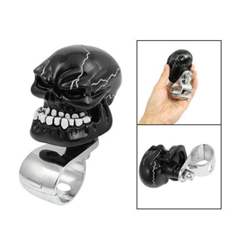 Zwarte Schedel Hoofd Auto Stuurwiel Spinner Knop