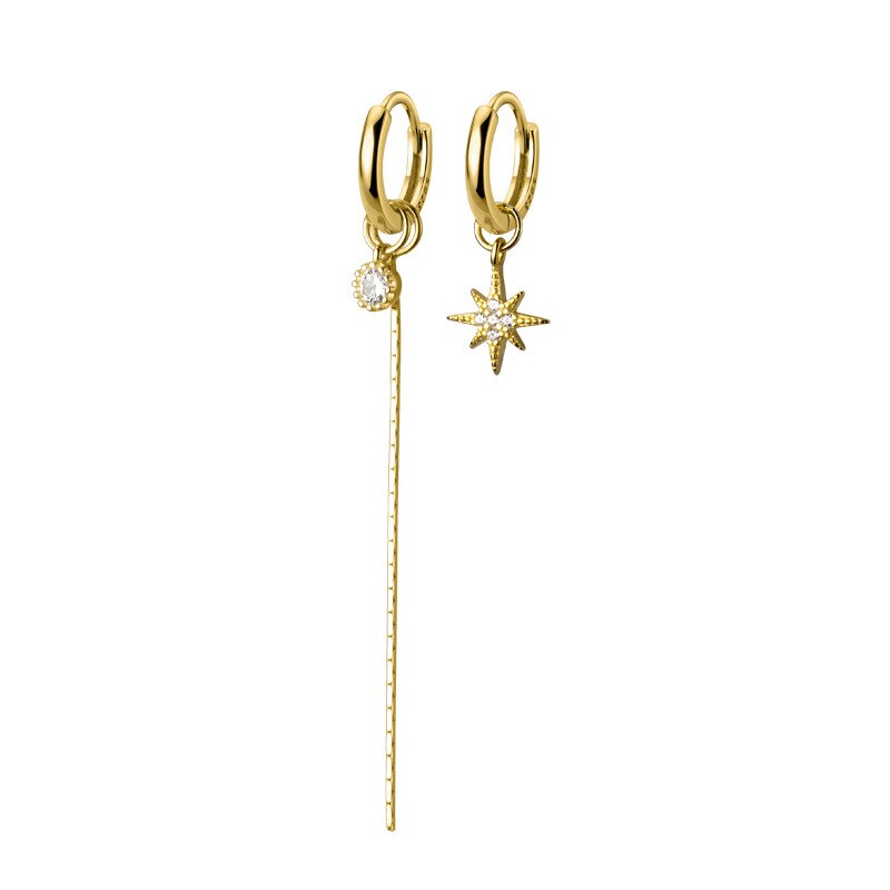 ANENJERY – boucles d&#39;oreilles en forme d&#39;étoile pour femmes, asymétriques, disque rond, doré, bijoux de mariage, S-E1344: S-E1345-Gold